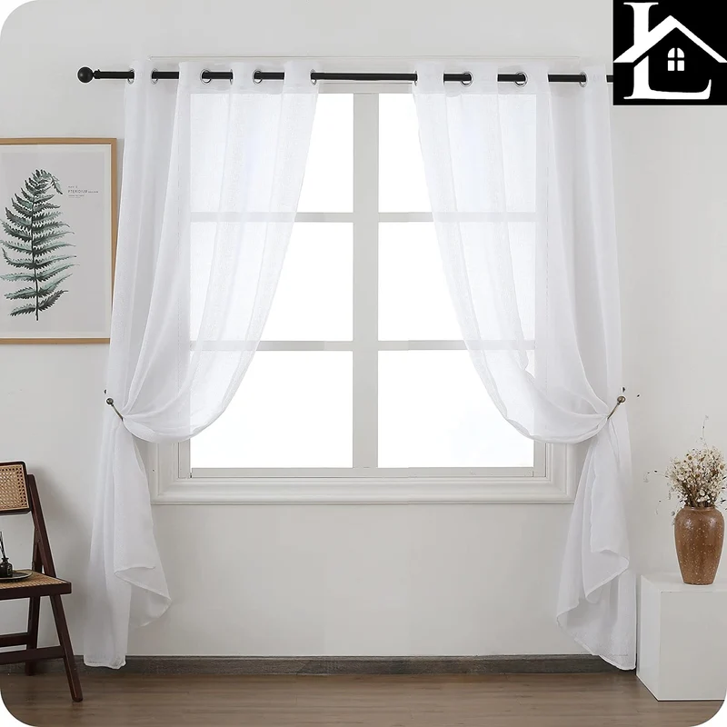 Cortina Salón Dormiorio Translúcido Tejido de Rejilla - Visillo para Ventana Cocina Comedor 140x260cm