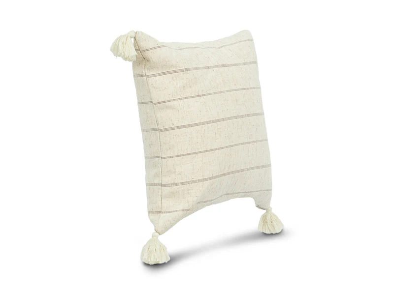 Cojin Aurora Beige Rayas Rosa Cuadrado Pequeño