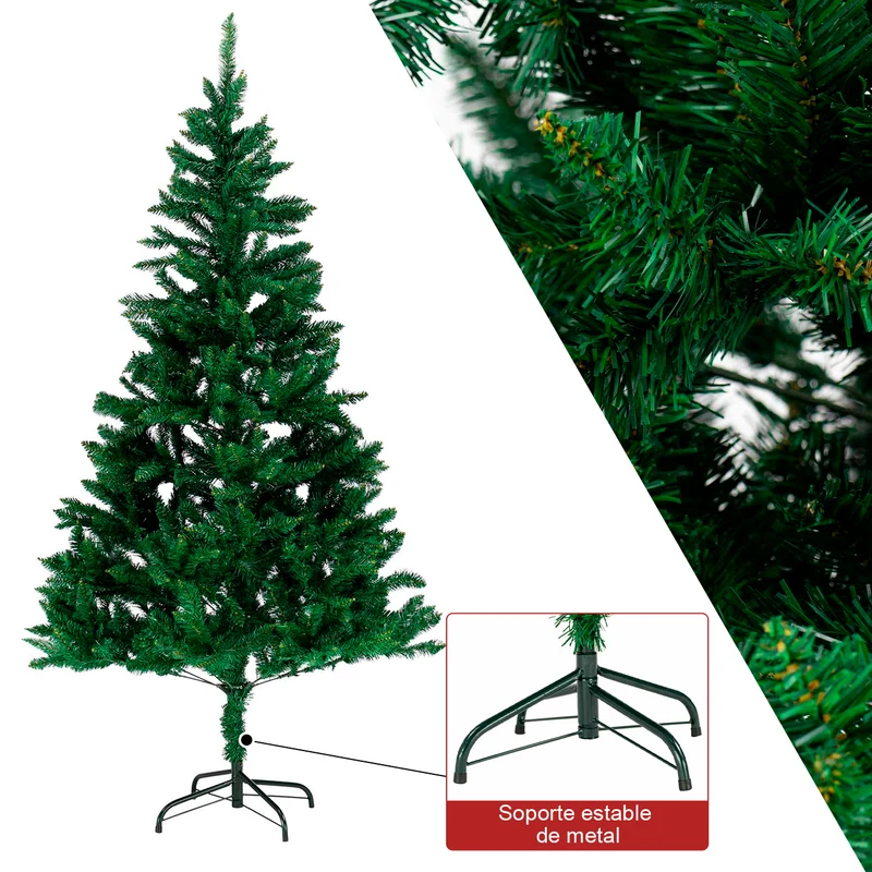 Árbol de Navidad Artificial Verde, Altura de 120/150/180/210/240cm, Árbol de PVC Ignifugo