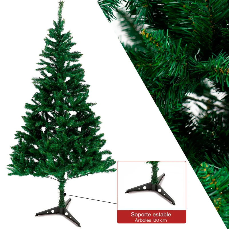 Árbol de Navidad Artificial Verde, Altura de 120/150/180/210/240cm, Árbol de PVC Ignifugo