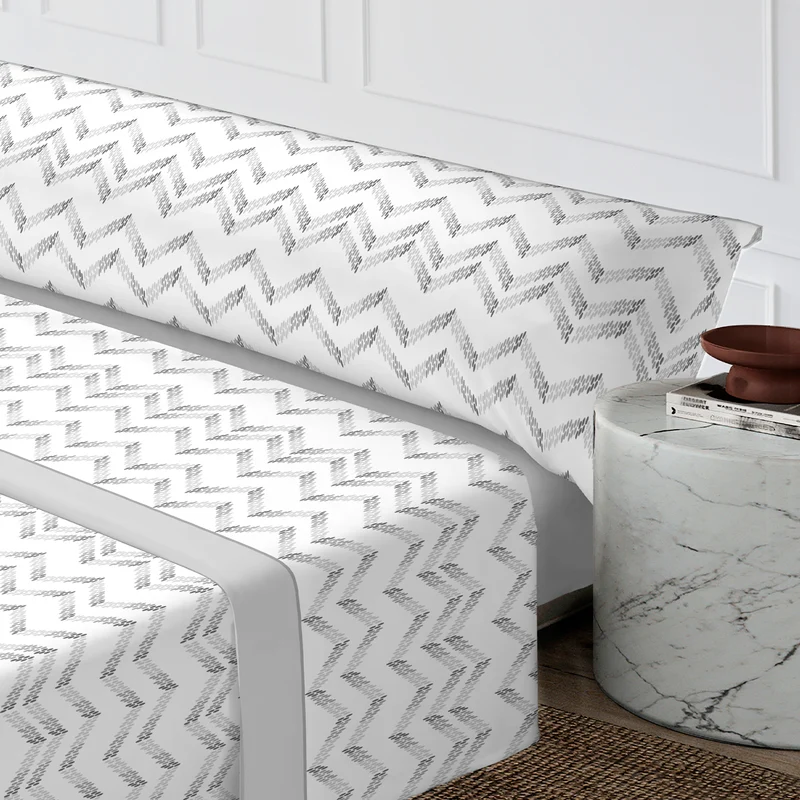 Juego Sábanas de Verano y Entretiempo 50% Algodón y 50% poliéster- Zig Zag Gris