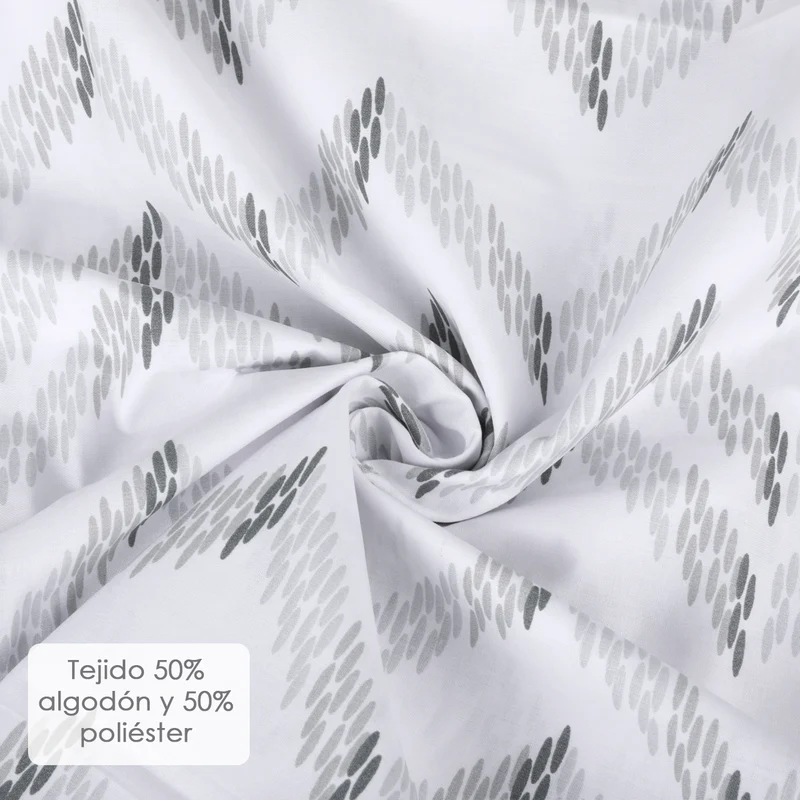Juego Sábanas de Verano y Entretiempo 50% Algodón y 50% poliéster- Zig Zag Gris