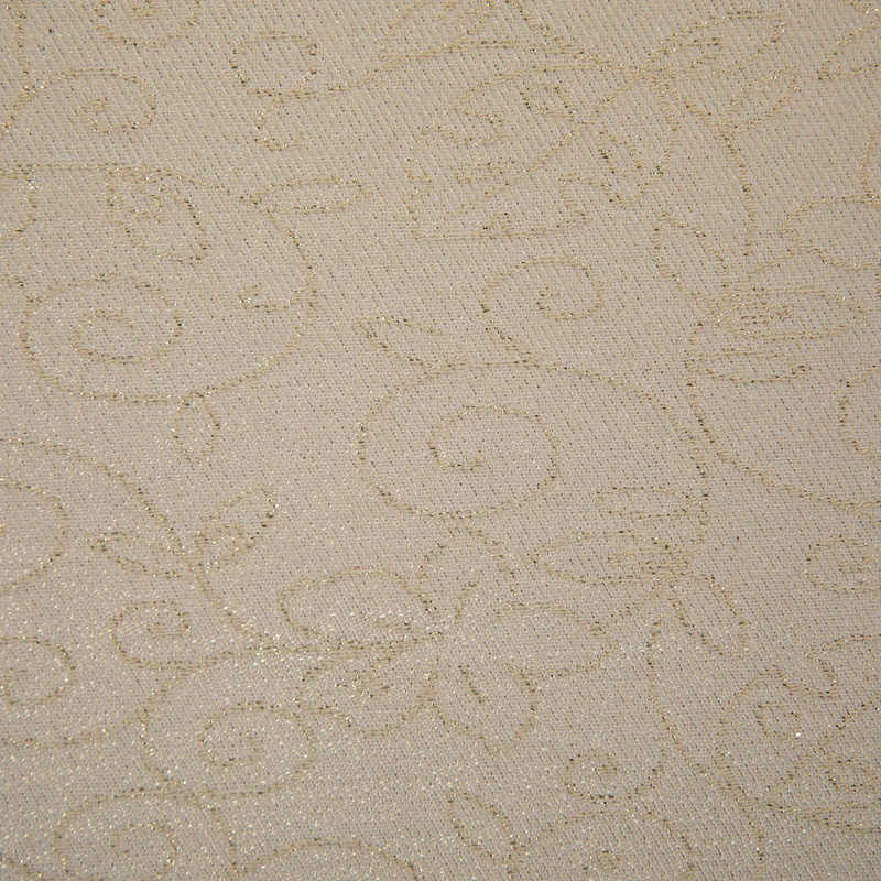 Tela Brillante para Manteles - Lurex Dorado con Estampado Floral