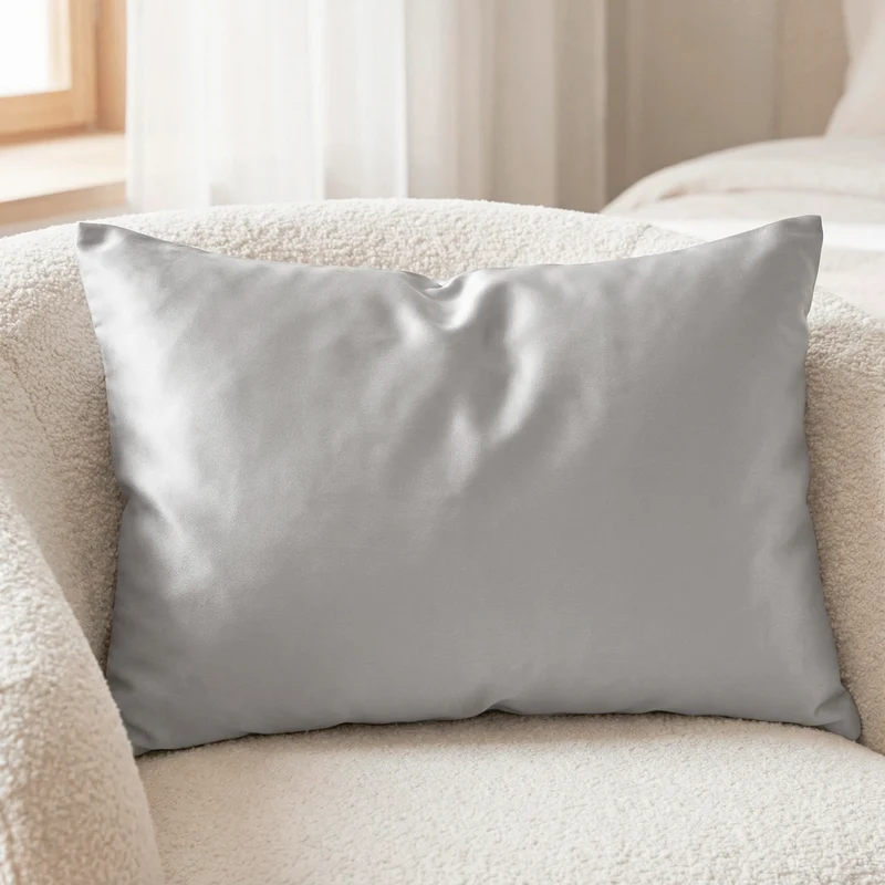 Funda de Almohada Iris Gris Satén 300 Hilos