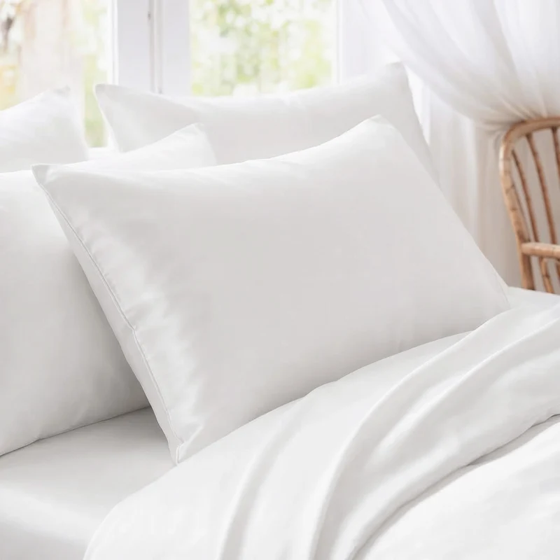 Funda de Almohada Iris Blanco Satén 300 Hilos