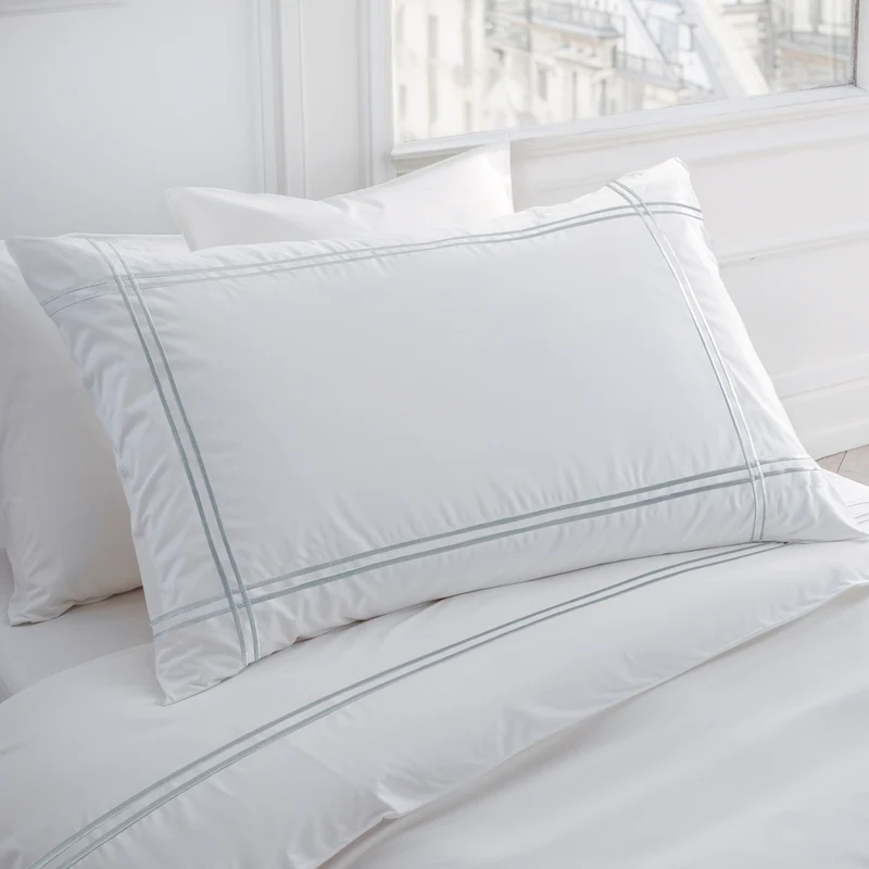 Funda de Almohada Gold Azul Plomo Satén 300 Hilos
