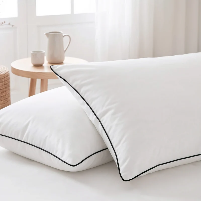 Funda de Almohada Premium Bordón Negro Algodón 200 Hilos