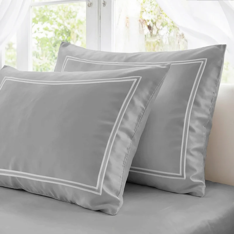 Funda de Almohada Royal Gris Satén 300 Hilos
