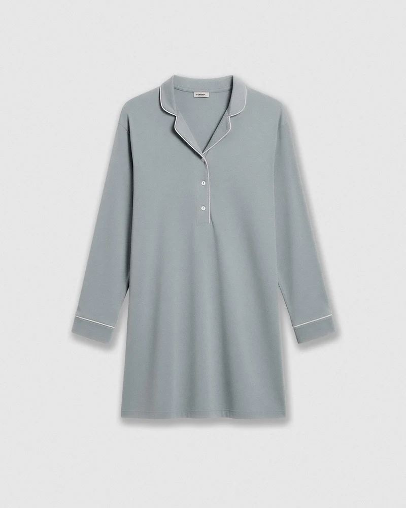 Camisón camisero viscosa punto azul agua