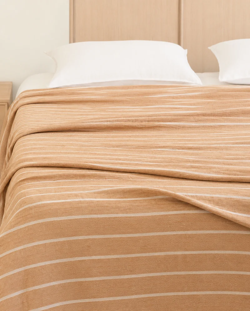 Plaid cubrecama raya ancha otoman ocre