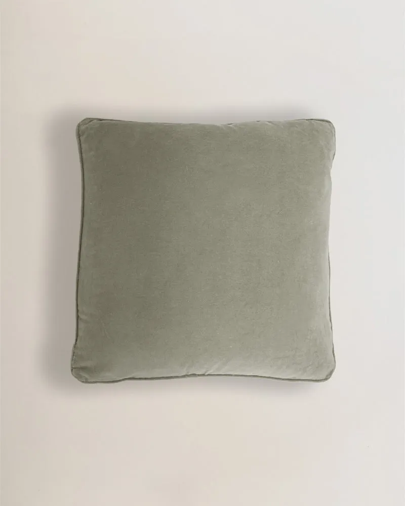 Cojín algodón terciopelo verde seco