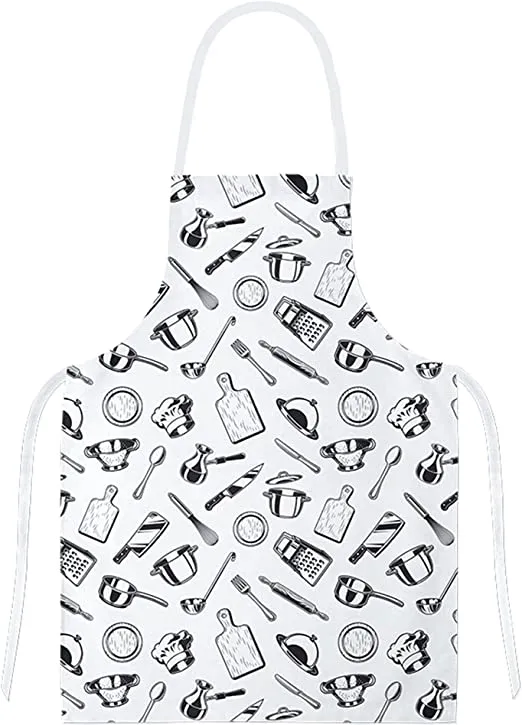 Delantales de Cocina , Ajustable Delantal Unisexo Adultos Delantales de Cocinero para Chef Jardinería Cafetería Barbacoa Pintar Hornear