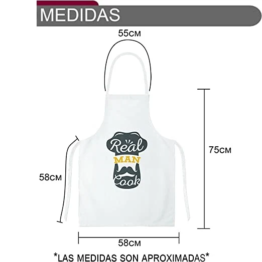 Delantales de Cocina , Ajustable Delantal Unisexo Adultos Delantales de Cocinero para Chef Jardinería Cafetería Barbacoa Pintar Hornear