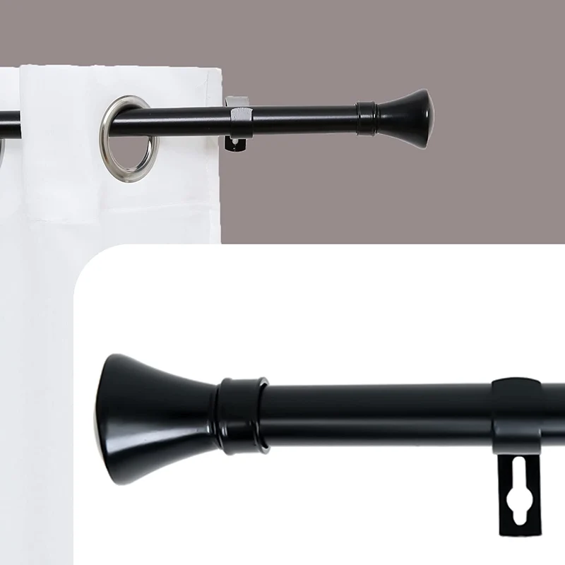 Barra Extensible para Cortina con terminales en Estilo de Rústico - Barra Cortina Decolativa incluiye Soportes y Anillos de Plásticos