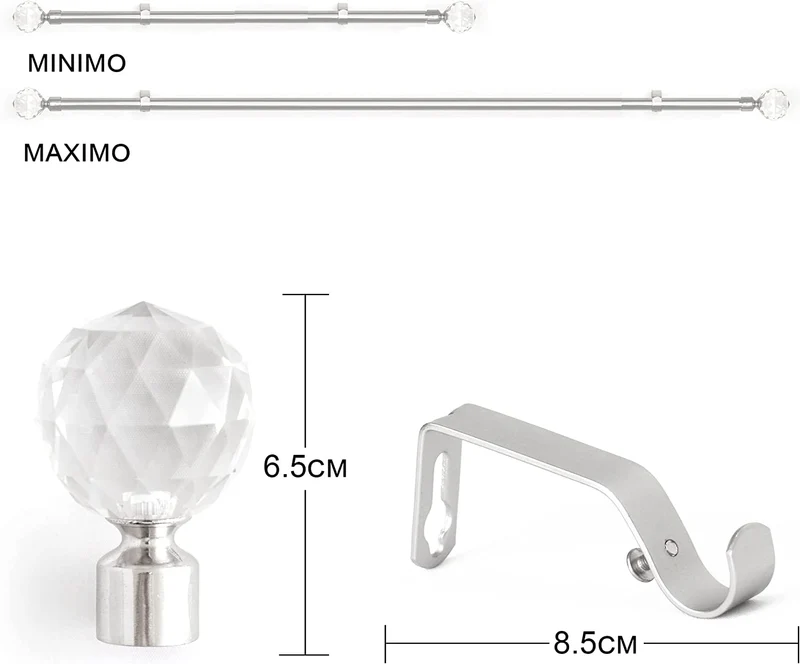 Barra Cortina Extensible Forja Universal - Barra Cortina Decolativa Extensible de Acero incluiye Soportes y Anillos