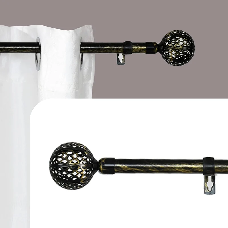 Barra Cortina Blanca Extensible 19mm - Barra Cortinas fina para Salón Dormitorio - Palos Cortinas Delgado Bola de Red