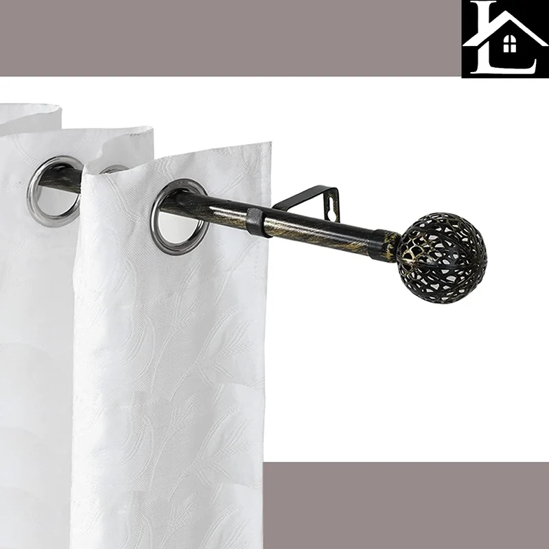 Barra Extensible para Cortina con terminales en Estilo de Moderno - Barra Cortina Básica Rectángula incluiye Soportes y Anillos de Plásticos