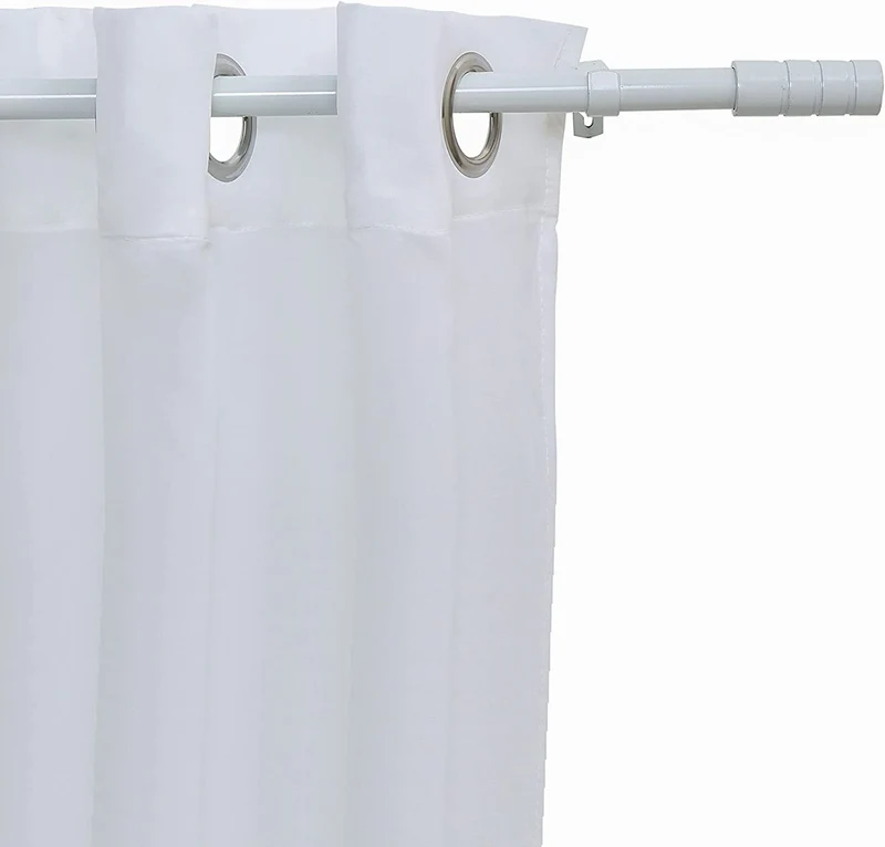 Barra Extensible para Cortina con terminales en Estilo de Rural - Barra Sencilla Forja Universal Extensible Decolativa con Soportes y Anillos de Plásticos