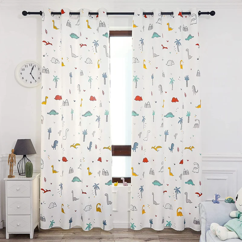 Cortinas Infantiles Niño Semiopaco Dos Paneles de 140x260cm- Cortinas Visillos Juveniles Animales para Habitación Sala de Estar 2 Piezas
