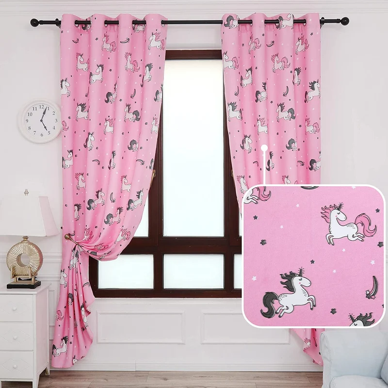 Cortinas Infantiles Niño Semiopaco Dos Paneles de 140x260cm- Cortinas Visillos Juveniles Animales para Habitación Sala de Estar 2 Piezas