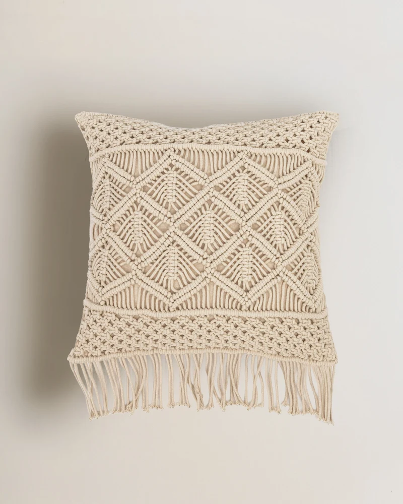 Cojín algodón macrame cleto natural