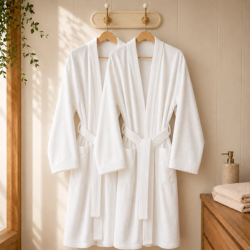 Bata de Baño Kimono Velour 500 gr Blanco Optico
