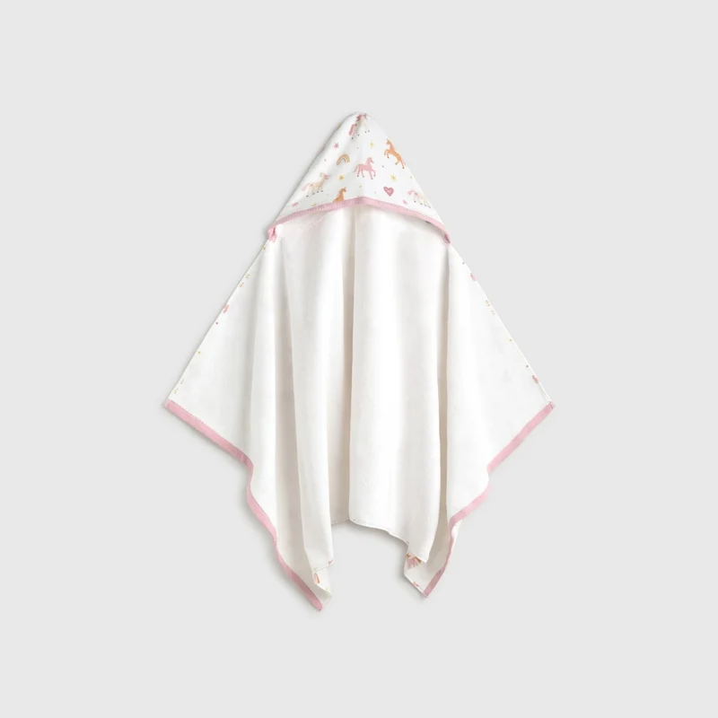 Toalla de baño algodón rizo capucha unicornios Unela