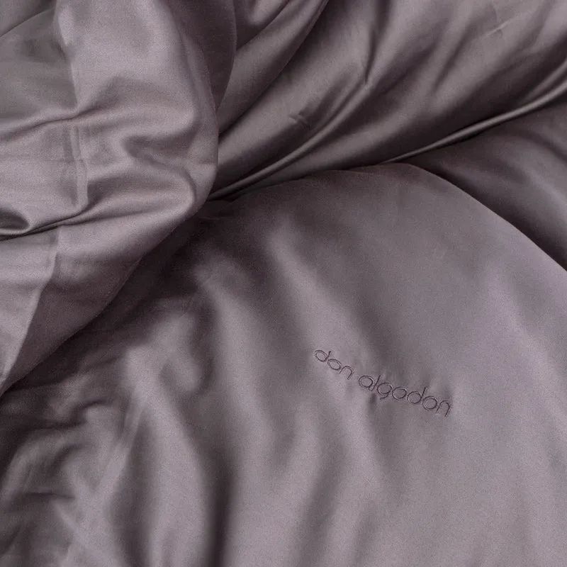 Dúo Nórdico Don Algodon Satén 300 Hilos Elba Gris Marengo - Set Funda Nórdica + Funda Almohadas