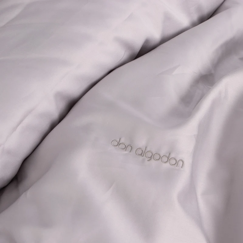Dúo Nórdico Don Algodon Satén 300 Hilos Elba Gris - Set Funda Nórdica + Fundas Almohada