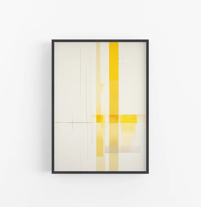 Cuadro con Marco Eclectic Minimalista Lineas Amarillo Beige
