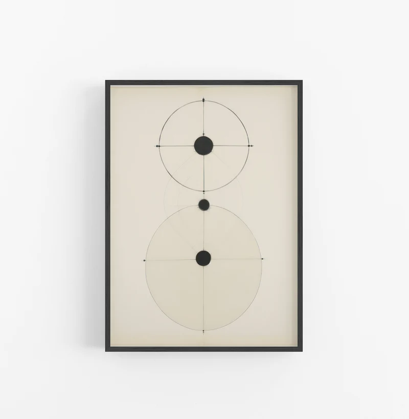 Cuadro con Marco Eclectic Geometrico Circulos Negro Crema