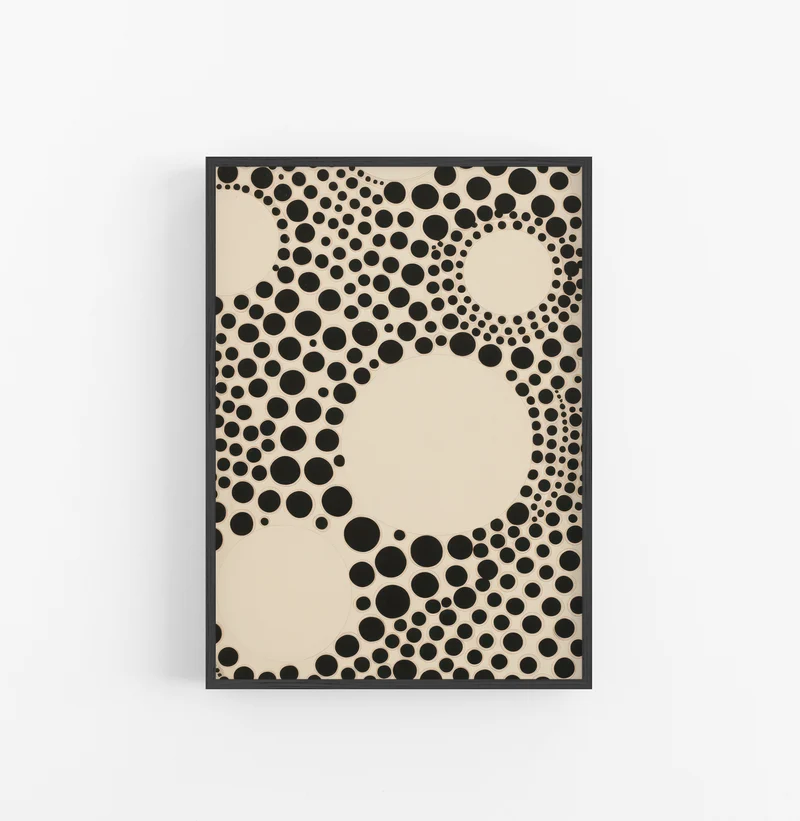 Cuadro con Marco Eclectic Circulos Multiples Beige Negro