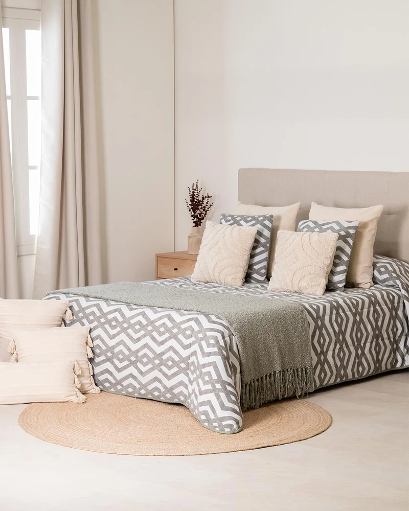 Colcha Jacquard Nela Doble Tela Verano Verde Seco