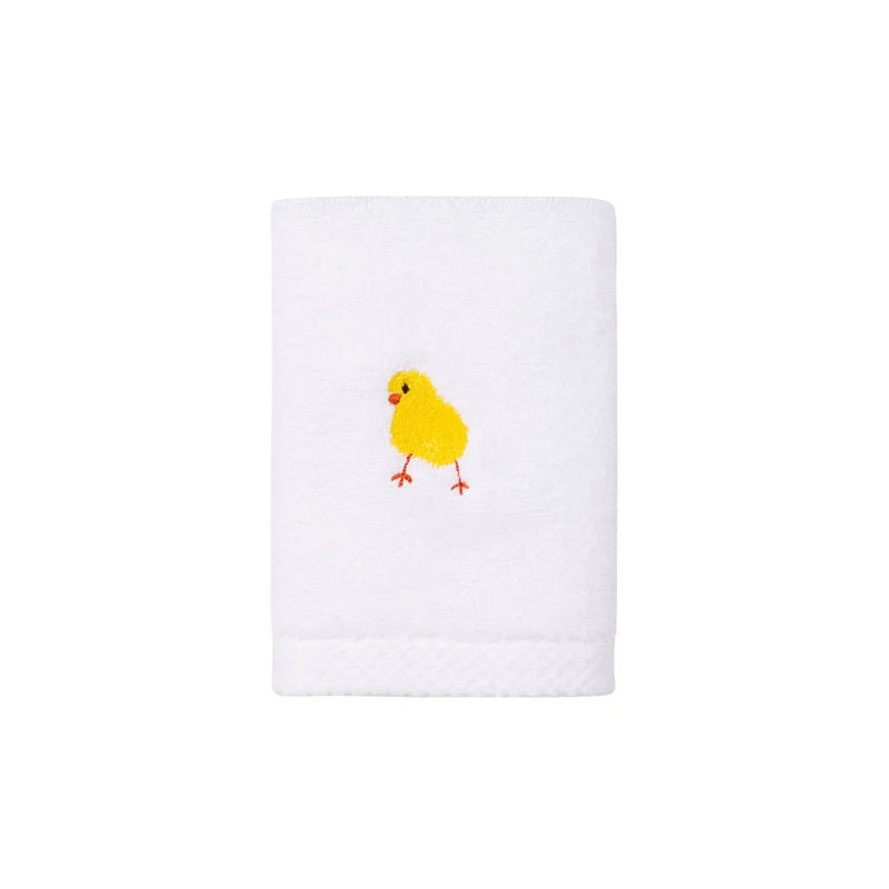 Toalhas de banho Luxus brancas, em algodão, com motivos de Páscoa bordados