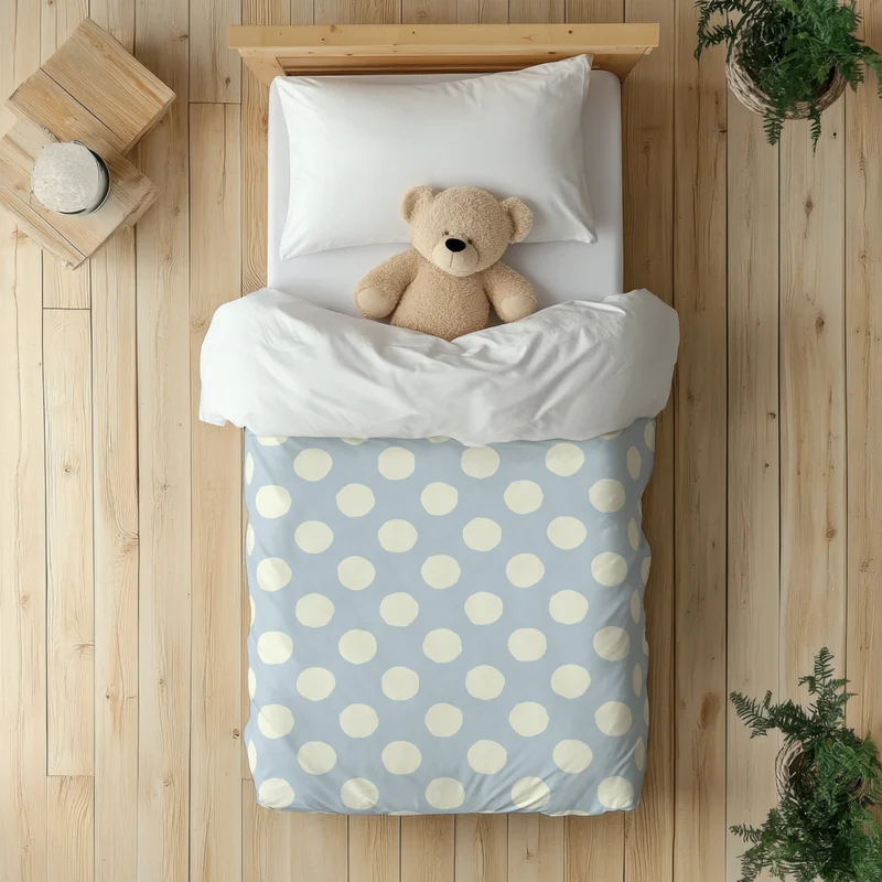 Funda nórdica Infantil Topos Irregulares Azul Claro Crema M