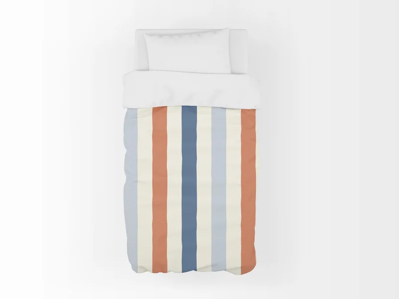 Funda nórdica Infantil Rayas Irregulares Naranja Azul Crema M