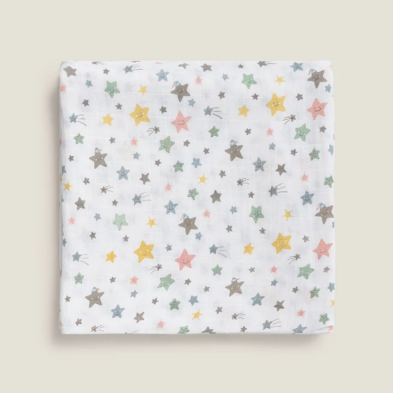 Muselina de algodón con estampado de estrellas Starfi