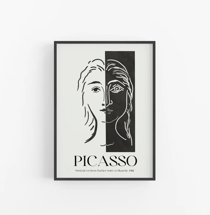 Cuadro Picasso Portrait En Deux Parties Noire Et Blanche