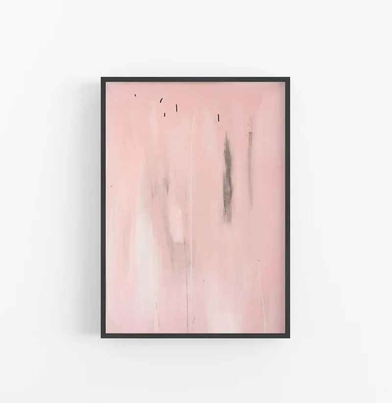 Cuadro con Marco Abstracto Rosado Gris Negro