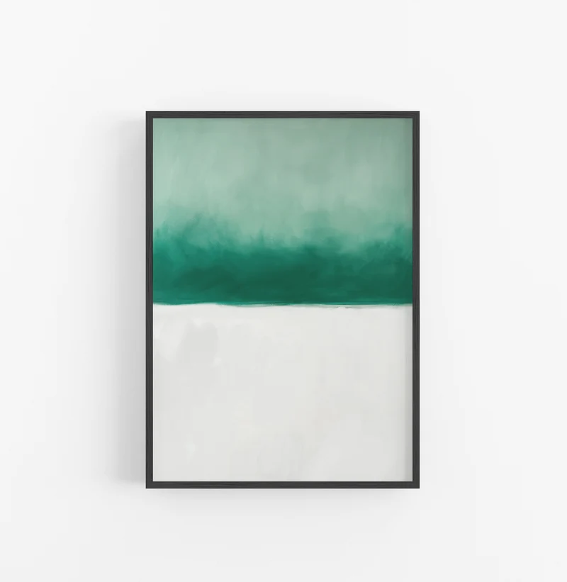 Cuadro con Marco Acuarela Degradado Verde Blanco