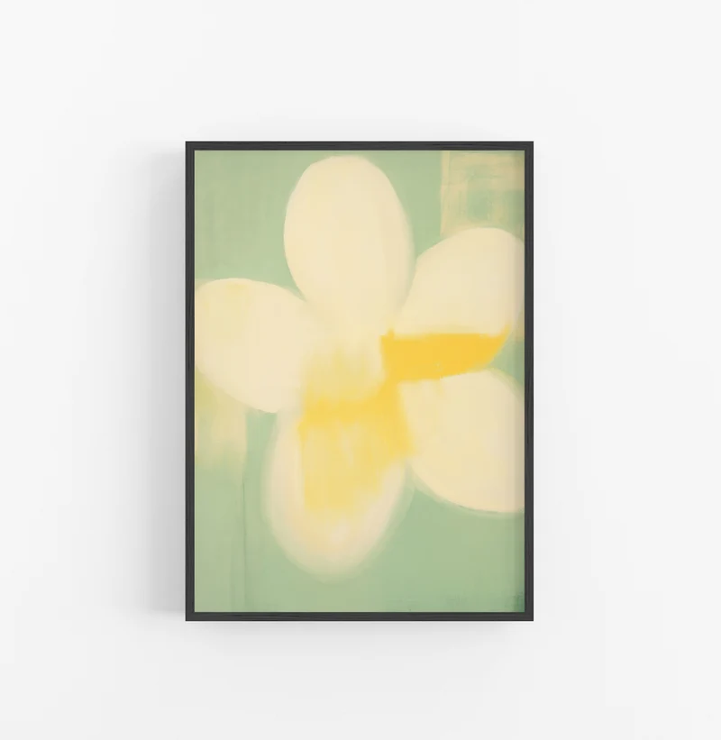 Cuadro con Marco Floral Suave Amarillo Verde