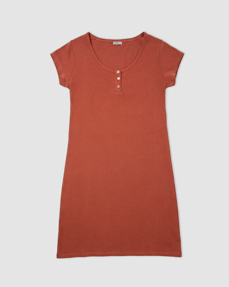 Camisón corto de algodón teja