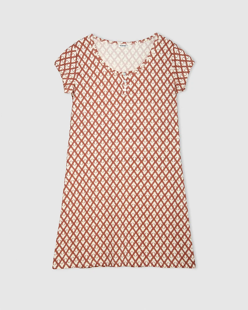 Camisón corto de algodón siam burdeos
