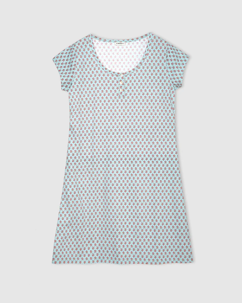 Camisón corto de algodón vega agua marina
