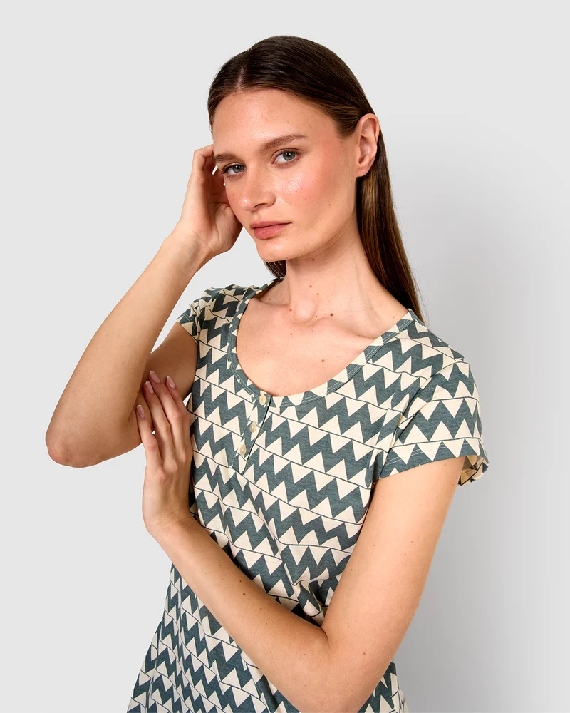 Camisón corto de algodón portofino verde azulado