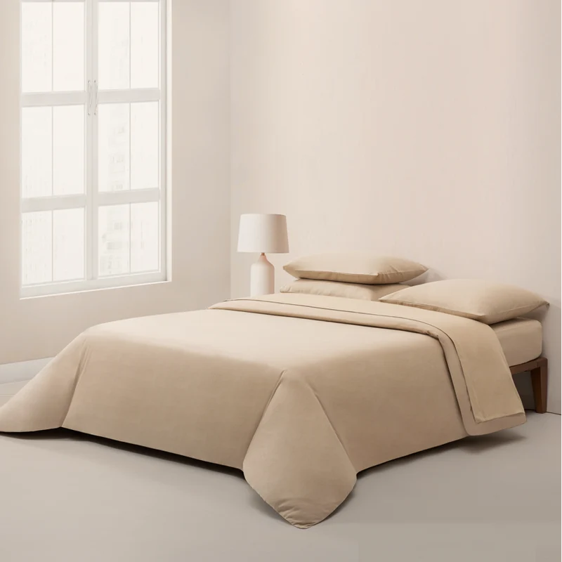 Sábana Bajera de Franela con Elástico 160x200 | CHARM | Beige Arena Cama Doble