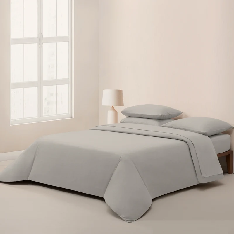 Sábana Bajera de Franela con Elástico 160x200 | CHARM | Gris Claro Cama Doble