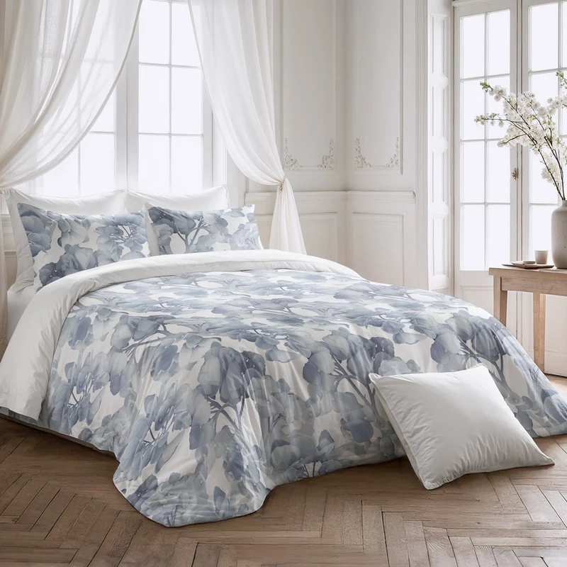 Funda Nórdica Estampada Serene Blue Blanco 200 Hilos
