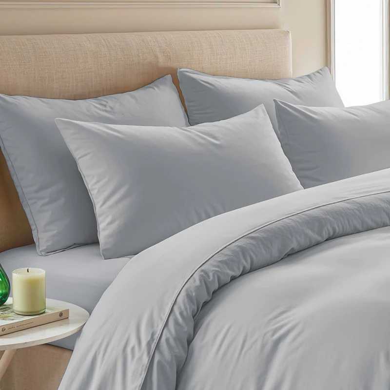 Funda de Almohada Lisa Plomo 144 Hilos