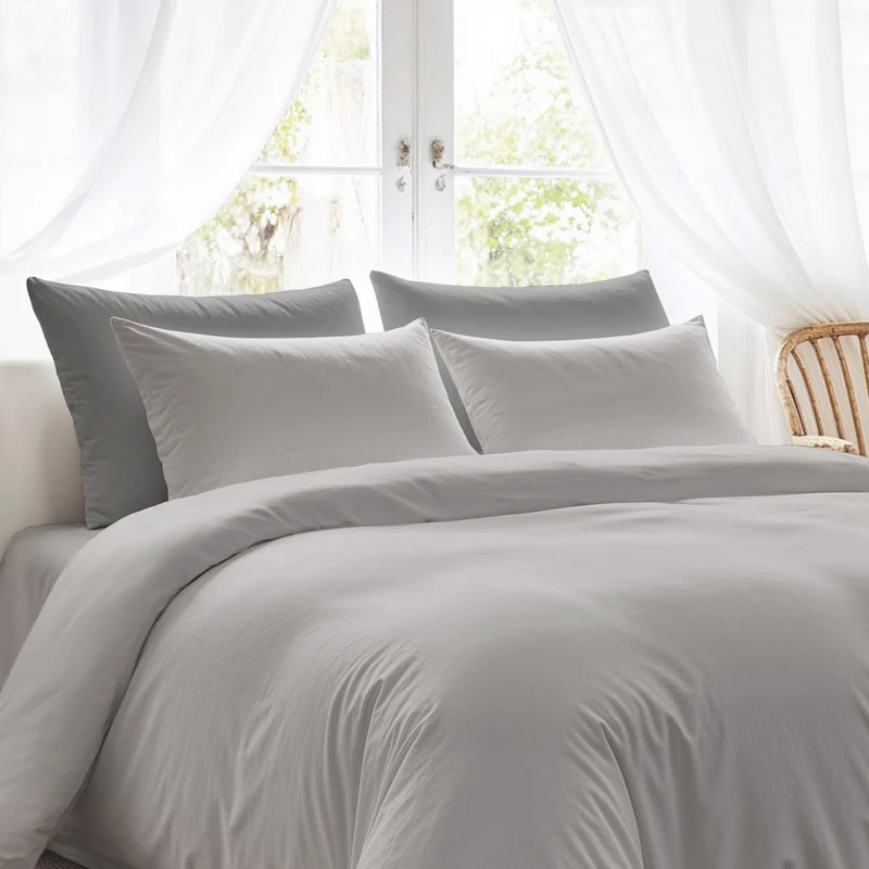 Funda de Almohada Lisa Gris 144 Hilos